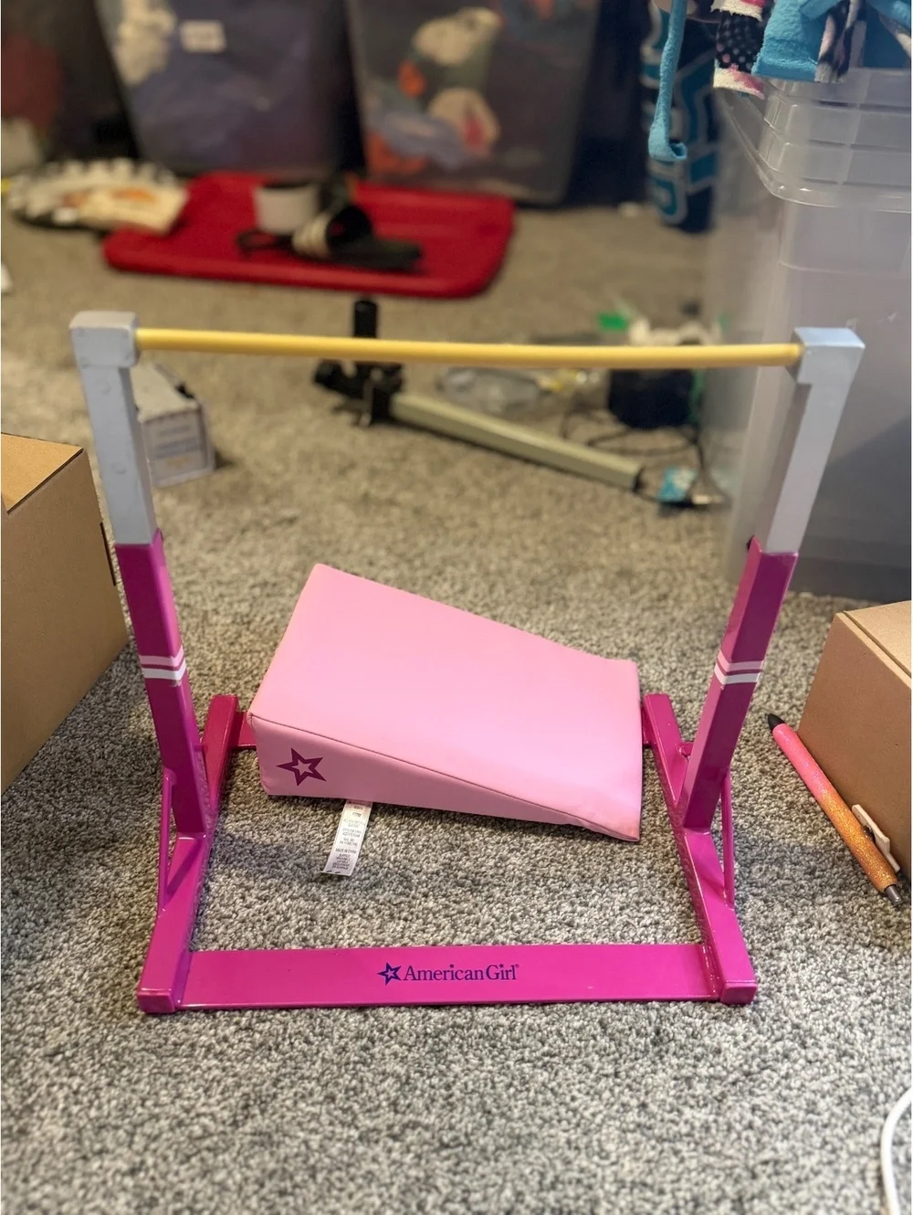 American Girl Pink Gymnastics Balance Beam & Gymnastics Wedge for Dolls